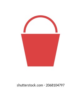 Bucket vector icon. Red symbol