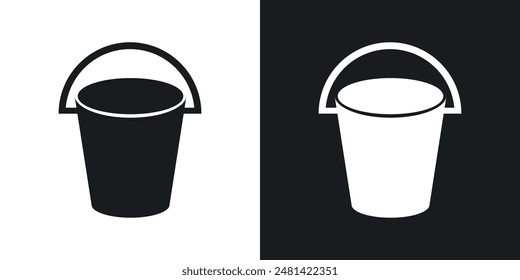 Bucket vector icon set in black color.