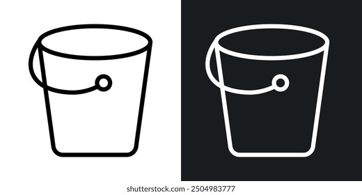 Conjunto de iconos de Vector de cubo en blanco y negro relleno y estilo delineado.