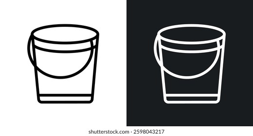 Bucket vector icon set in black and white color.