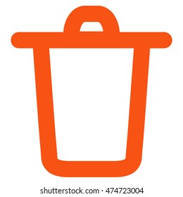 Bucket vector icon. Style is contour flat icon symbol, orange color, white background.