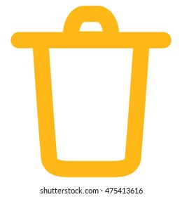 Bucket vector icon. Style is contour flat icon symbol, yellow color, white background.