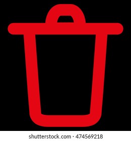 Bucket vector icon. Style is outline flat icon symbol, red color, black background.