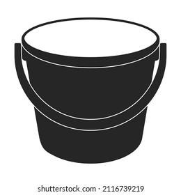 Eimer, Vektorsymbol.Schwarz, Vektorsymbol einzeln auf weißem Hintergrund.
