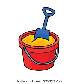 Bucket vector illustration. Cartoon bucket. Bucket hand draw isolated.