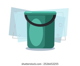 Bucket vector illustration. Water, mopping, floor cleaning. Cleaning concept. Vector illustration can be used for topics like household, housekeeping, hygiene