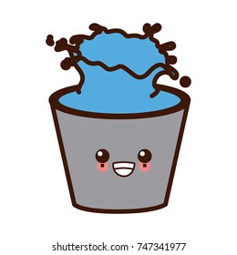 Bucket with water cute kawaii cartoon