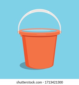 Bucket with water. Flat vector illustration. 