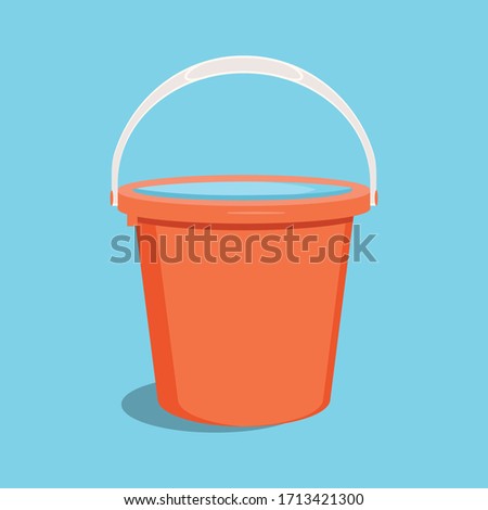 Bucket with water. Flat vector illustration. 