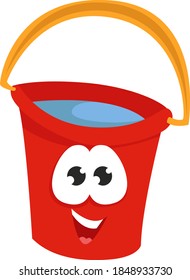 Cubo de agua, ilustración, vector sobre fondo blanco.