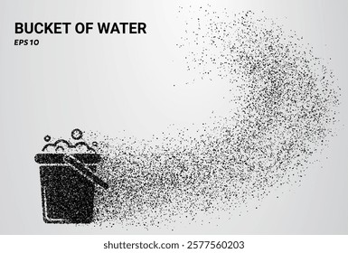 Bucket of Water of particles. Bucket of Water consists of small circles. Vector illustration.