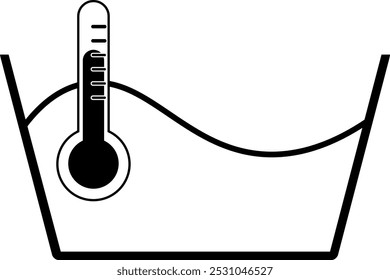 Eimer mit Wasser und Thermometersymbol