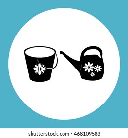 Bucket and watering can vector icon