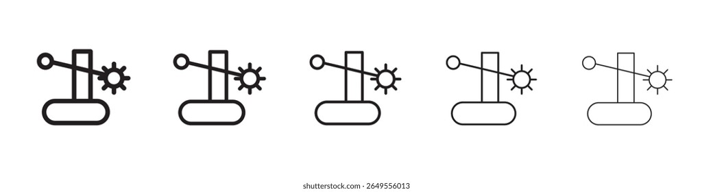 Bucket wheel excavator icon black and white vector sign