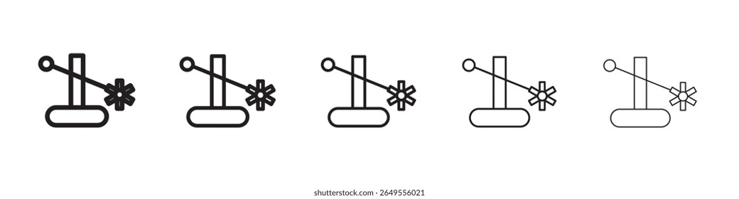 Bucket wheel excavator icon black and white vector sign