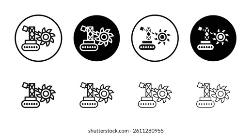 Bucket wheel excavator icon Thin line art collection