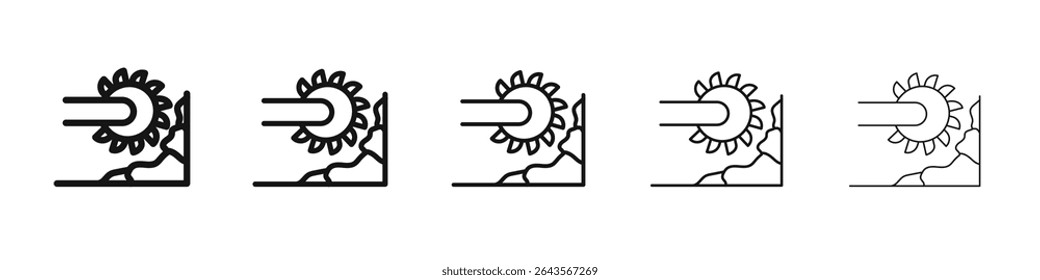 Bucket wheel excavator icon vector outline set illustration sign