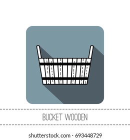 Bucket wooden. Flat icon, object of barrel products for design. Vector illustration
