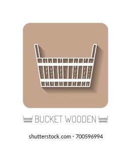 Bucket wooden. Flat icon, object of barrel products for design. Vector illustration