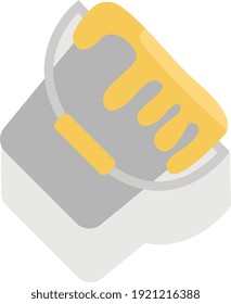 Bucket of yellow paint, illustration, vector on white background.