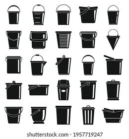 Buckets black simple icons set