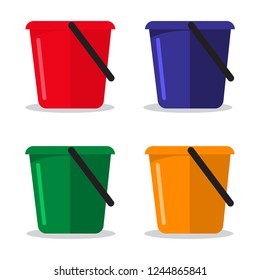 Buckets set. Flat vector illustration.