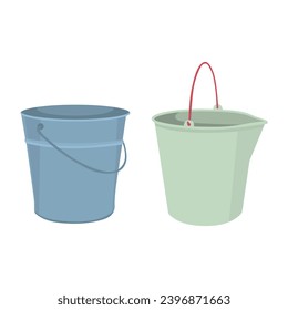 Buckets set. Flat vector illustration