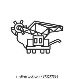 bucket-wheel excavator. linear icon