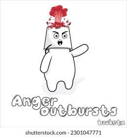 bucketx 
( Anger outbursts)  

The object is inanimate or 
(no base to change posture)
Picture is (icon)
