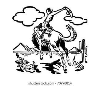 Bucking Bronco 2 - Retro Ad Art Illustration