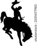 Bucking Horse And Rider Symbol, Cowboy (Editable) - Vector Illustration