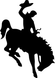 Bucking Horse And Rider Symbol, Cowboy (Editable) - Vector Illustration