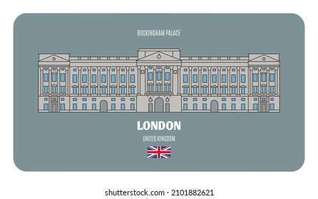 Buckingham Palace in London, UK. Architectural symbols of European cities. Colorful vector  svg