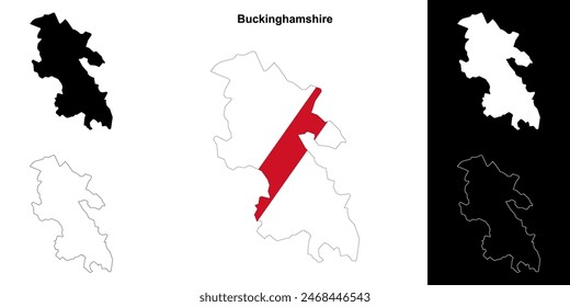 Conjunto de mapas esquemáticos en blanco de Buckinghamshire