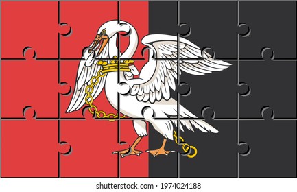 Buckinghamshire flag made with jigsaw puzzle pieces. proportion 3:5