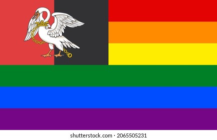 buckinghamshire and rainbow flags. vector illustration proportion 3:5
