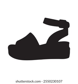 Buckle Ankle Strap Casual Sandal Silhouette Vector Illustration