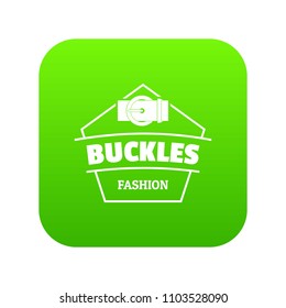 Buckle clothing icon green vector isolated on white background