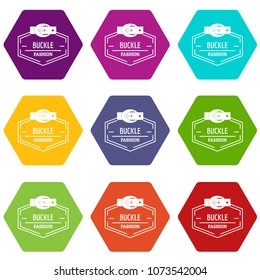 Buckle connect icons 9 set coloful isolated on white for web