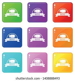Buckle element icons set 9 color collection isolated on white for any design