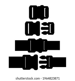 Buckle icon. Backpack buckle vector. Vector illustration. Black icon isolated on a blank background. Can be edited and changed colors. 