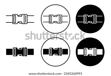 Buckle icon set. backpack strap plastic clasp vector symbol. luggage belt buckles thin line pictogram.