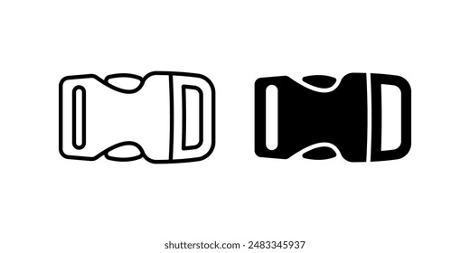 Conjunto de iconos de la hebilla. hebilla de la mochila Símbolo. signo de la hebilla del cinturón de metal. para el concepto móvil y el Diseño web. Ilustración vectorial sobre fondo blanco