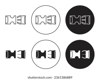 buckle icon set. driver seat belt plastic buckle vector symbol. luggage backpack clasps sign in black filled and outlined style.