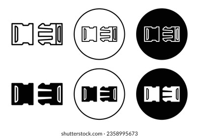 Buckle icon. travel safety belt symbol. Seat or luggage bag fastener clasp vector. Flight Passenger hand lock sign