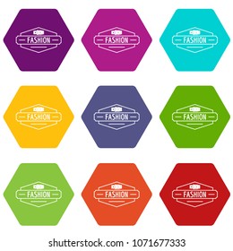 Buckle icons 9 set coloful isolated on white for web
