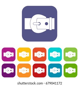 Buckle icons set vector illustration in flat style In colors red, blue, green and other