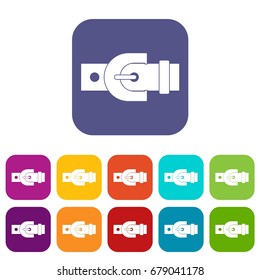 Buckle icons set vector illustration in flat style In colors red, blue, green and other