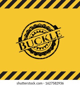Buckle inside warning sign, black grunge emblem. Vector Illustration. Detailed.