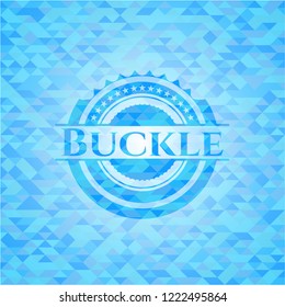 Buckle realistic sky blue mosaic emblem